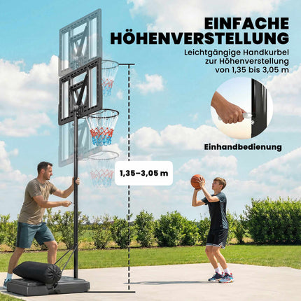 Nastavitelný venkovní basketbalový koš 135-305cm s kolečky