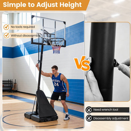 Adjustable Outdoor Basketball Hoop with Shatterproof Backboard