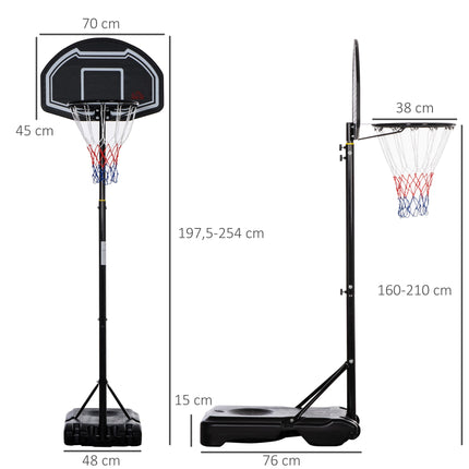Adjustable Outdoor Basketball Hoop with Wheels, 160-210 cm