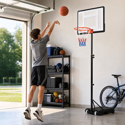 Adjustable Outdoor Basketball Hoop with Wheels, 2.15-2.6M Height