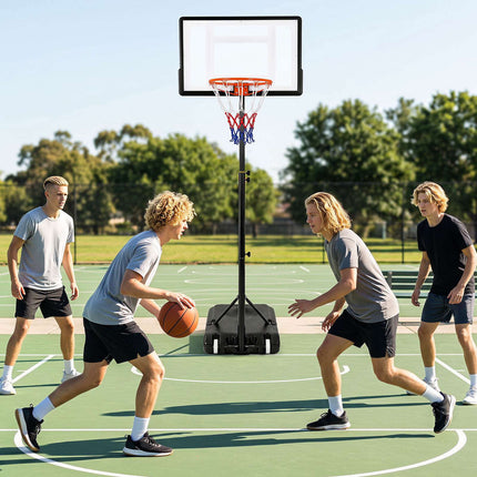 Adjustable Outdoor Basketball Hoop with Wheels, 2.15-2.6M Height