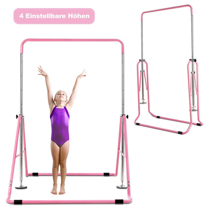 Nastavitelná růžová dětská gymnastická hrazda, 90-130 cm