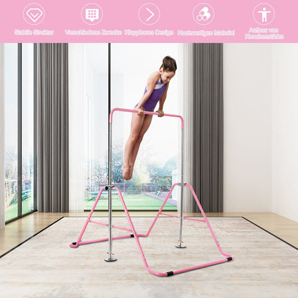 Nastavitelná růžová dětská gymnastická hrazda, 90-130 cm