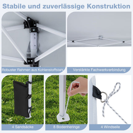 Adjustable Pop-Up Pavilion 290x290 cm, White, with Accessories