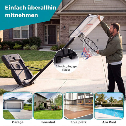 Adjustable Portable Basketball Hoop with Fillable Base