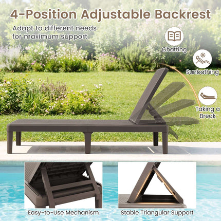 Adjustable Rattan-Look Sun Lounger, Brown, 150kg Capacity