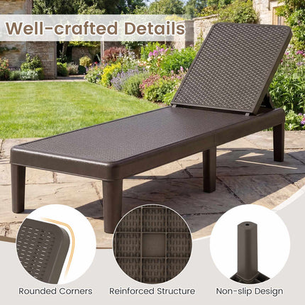 Adjustable Rattan-Look Sun Lounger, Brown, 150kg Capacity
