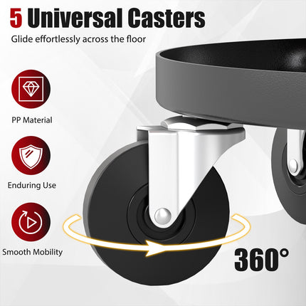 Adjustable Rolling Mechanic Stool with Tool Trays, Black
