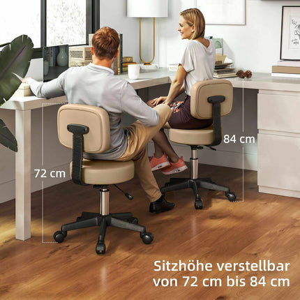 Nastavitelná stolička na kolečkách s opěradlem, otočná 360, světle hnědá