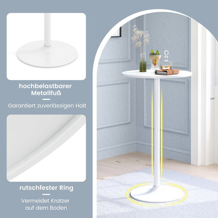 Nastavitelný kulatý bistro stolek – 2 výšky, 60 cm bílá