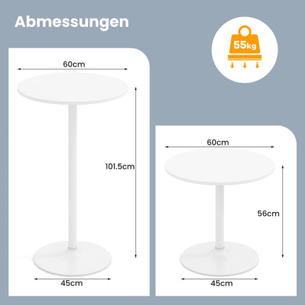 Nastavitelný kulatý bistro stolek – 2 výšky, 60 cm bílá