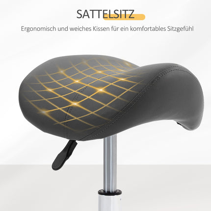 Nastavitelná sedlová stolička, černá koženka, nosnost 120kg