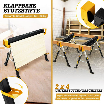 Nastavitelné pracovní kozy, 2 ks, nosnost 1180 kg, skládací