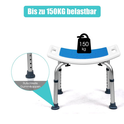 Nastavitelná sprchová stolička, nosnost 150kg, protiskluzový sedák