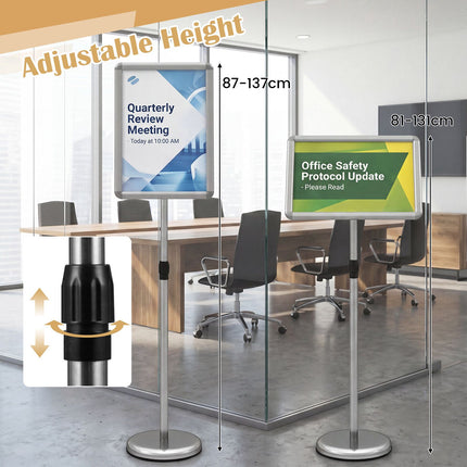 Adjustable Sign Holder Stand, 11x17 Inch, Silver/Black