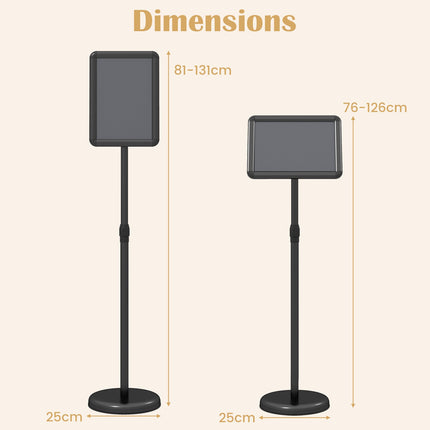 Adjustable Sign Holder Stand, 8.5x11 Inch, Black/Silver