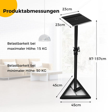 Nastavitelné stojany na reproduktory, 97-157cm, nosnost 50kg, černá