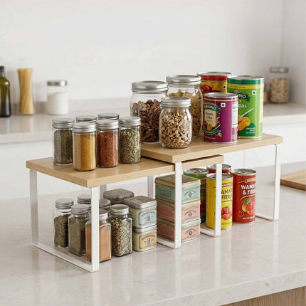 Adjustable Spice Rack Set, MDF & Iron, 2 Sizes