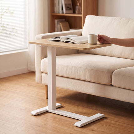 Adjustable Standing Desk with Castors – Natural White
