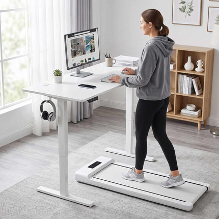 Adjustable Standing Desk with Memory, LED Display, White