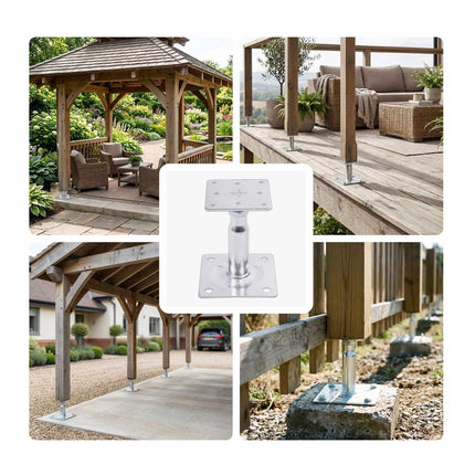 Adjustable Steel Post Supports, Set of 4 – Silver