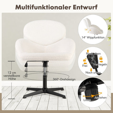 Verstellbarer Drehstuhl mit Wippfunktion, weiß