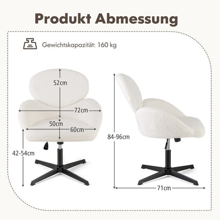 Verstellbarer Drehstuhl mit Wippfunktion, weiß