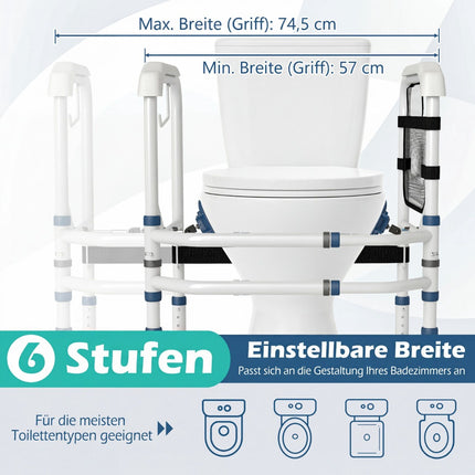 Nastavitelný bezpečnostní rám k WC s úložným prostorem, bílý