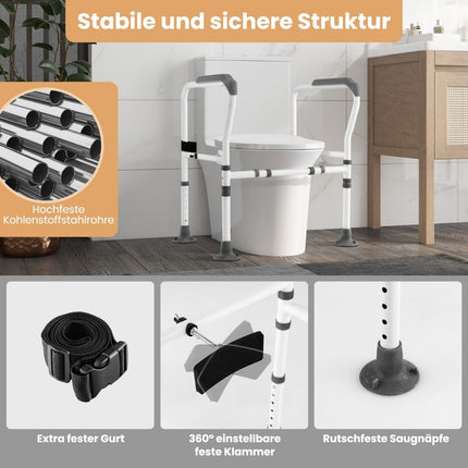 Nastavitelné bezpečnostní madlo k WC – 6 výšek, 2 šířky, uhlíková ocel
