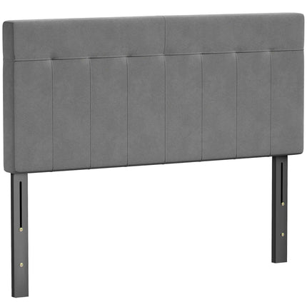 Nastavitelné sametové čelo postele s kovovými nohami, 140 cm, šedé