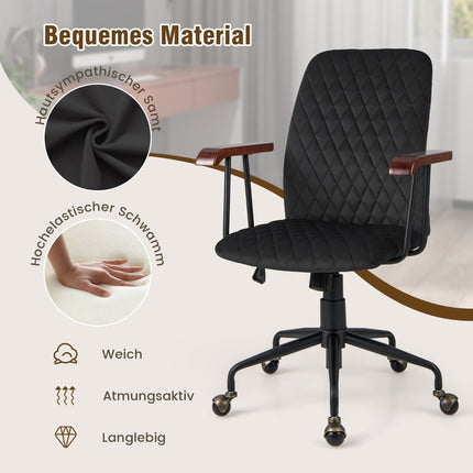 Nastavitelná sametová kancelářská židle, ergonomická, nosnost 150kg