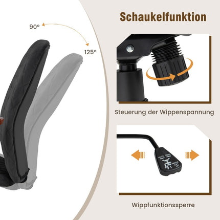 Nastavitelná sametová kancelářská židle, ergonomická, nosnost 150kg