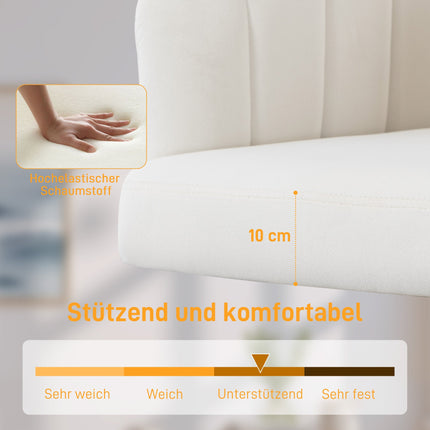 Nastavitelná sametová kancelářská židle, pěnové čalounění, krémově bílá