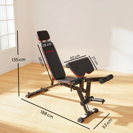 Adjustable Weight Bench, 300kg Capacity, 3-in-1 with Bands