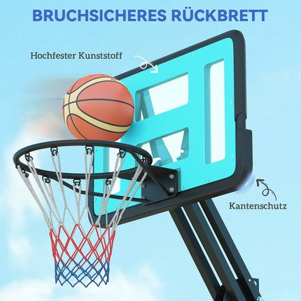 Nastavitelný basketbalový koš se stojanem, 146-236 cm, přenosný