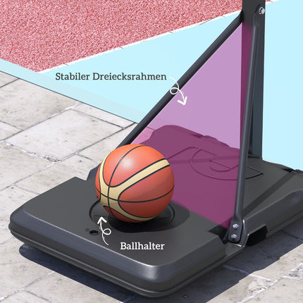Nastavitelný basketbalový koš se stojanem, 146-236 cm, přenosný
