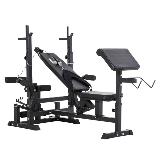 Nastavitelná posilovací lavice – stojan na osu, ocelový rám, multigym
