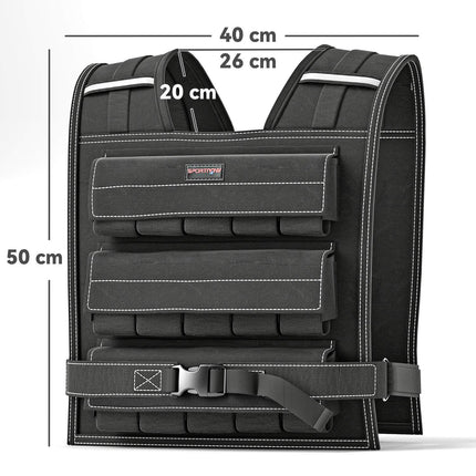 Nastavitelná zátěžová vesta 15 kg s reflexními pruhy pro fitness