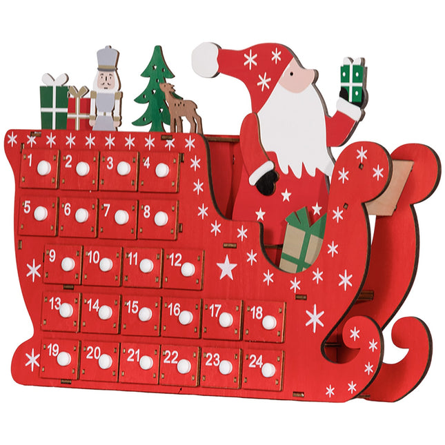 Adventní kalendář, DIY sada – 24 krabiček, MDF, červený