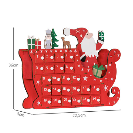 Adventní kalendář, DIY sada – 24 krabiček, MDF, červený