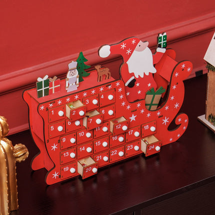 Adventní kalendář, DIY sada – 24 krabiček, MDF, červený