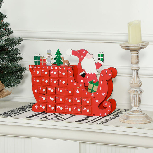 Adventní kalendář, DIY sada – 24 krabiček, MDF, červený