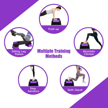 Aerobic step, nastavitelná výška ve 3 polohách, fialový