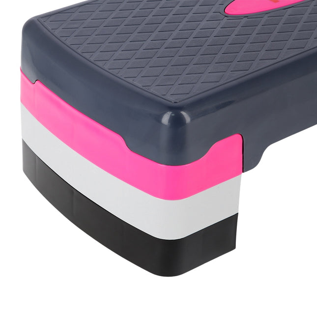 Aerobic Step Platform, roze/grijs, verstelbare hoogte