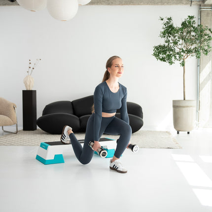 Aerobic step, bílý/mátový, nastavitelná výška