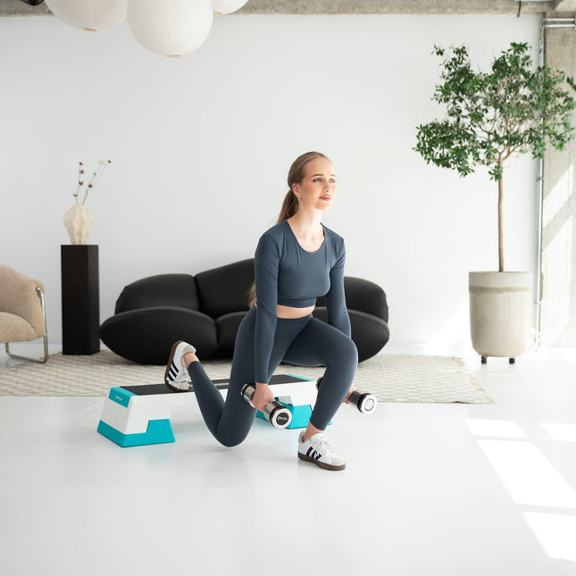 Aerobic Step Platform, Wit/Mint, Verstelbare Hoogte