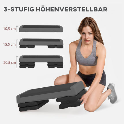 Aerobic stepper, nastavitelná výška, protiskluzový, šedý
