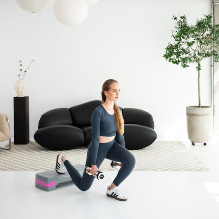Aerobic stepper, nastavitelná výška, šedý/růžový