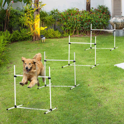 Agility tréninková sada pro psy - 4 slalomové překážky, bílá