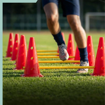 Sada agility překážek s 12 kužely a 6 nastavitelnými tyčemi